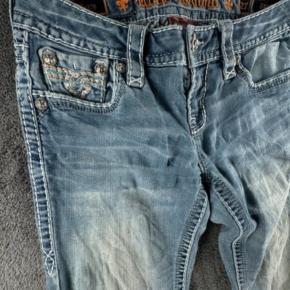 ROCK REVIVAL Women BETTY Straight Designer Blue Jeans Embellished Size 27 Adult - Picture 4 of 16